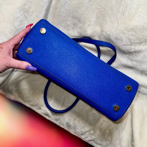 Michael Kors Cobalt Blue Satchel 💙 Gold Hardware + Strap + Dust Bag - Picture 7 of 9